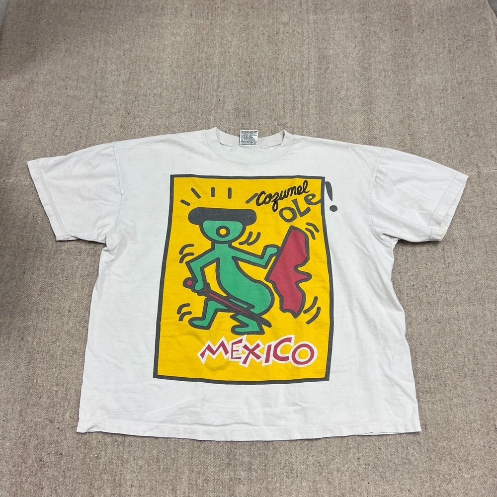 Vintage Keith Haring Shirt Mens XL White 1990s Cozumel Mexico
